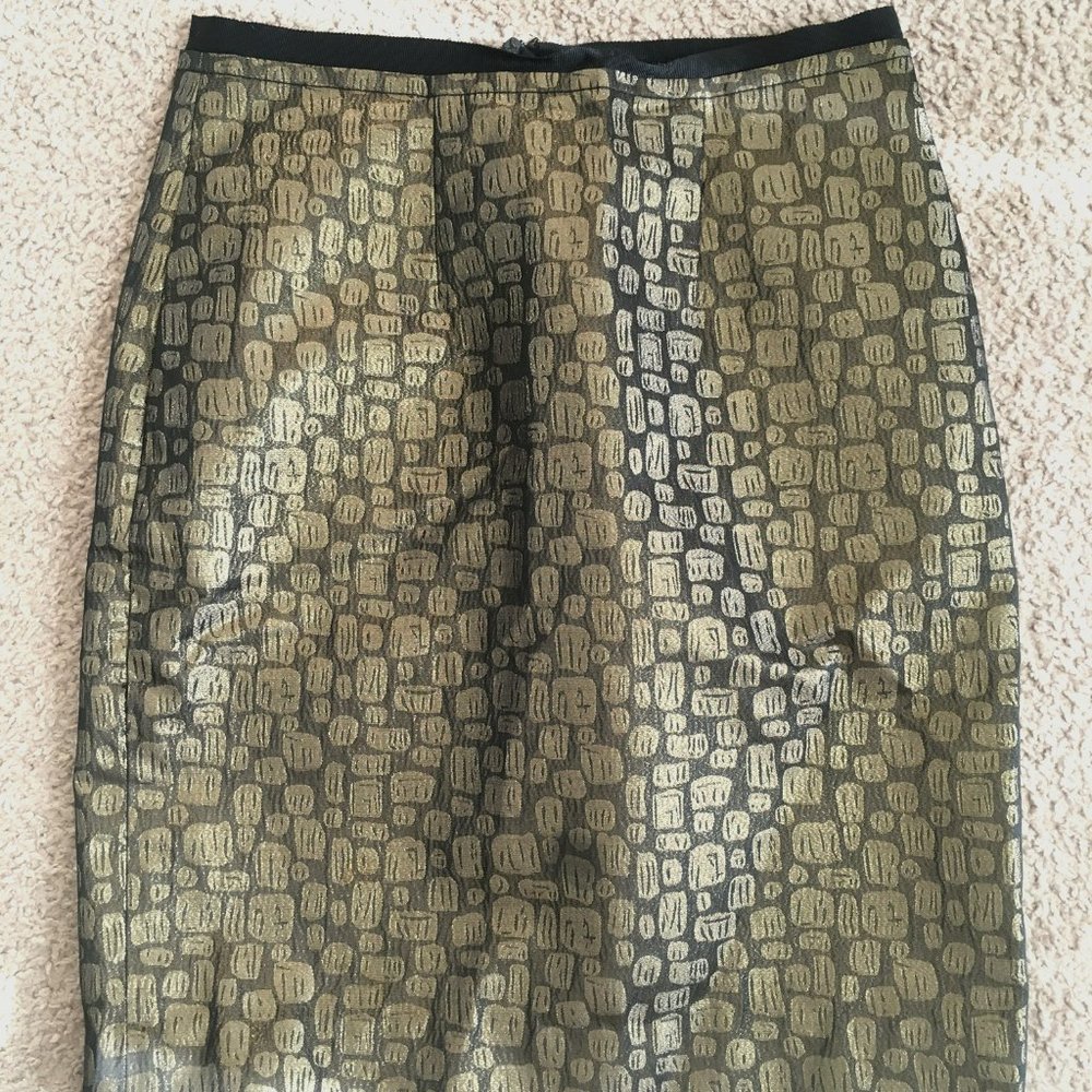 Metallic Gold Ann Taylor LOFT Pencil Skirt